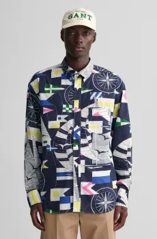 Мужская рубашка с узором REL SAILING PRINT Разноцветный L Gant 3230036