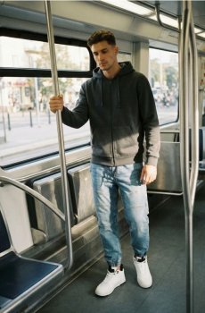 Худі на блискавці - синьо-зелений