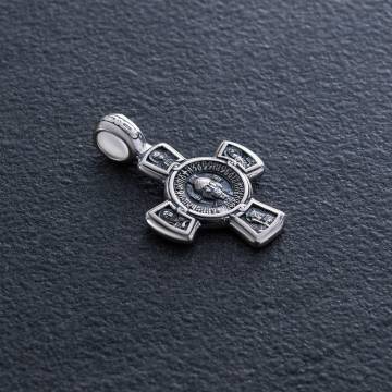 Серебряный крест с чернением "Спас. Касперовская икона Божией Матери" 13373 Серебряный крест с чернением "Спас. Касперовская икона Божией Матери" 13373