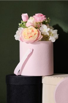 Круглий декоративний flowerbox з ручкою - рожевий