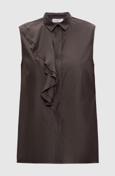 Коричневые блузки с шелком с цепочкой мониль