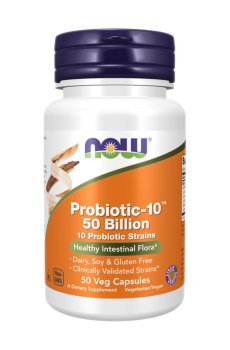 Пробиотик-10, 50 миллиардов NOW foods Probiotic-10 50 Billion, 50 капсул