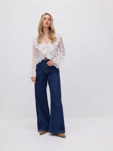 Reserved - Джинси wide leg з прошиванням - темно-синій - YT353-59J Reserved - Джинси wide leg з прошиванням - темно-синій - YT353-59J