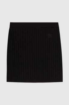 Коричневая юбка мини с шерстью с фактурным узором