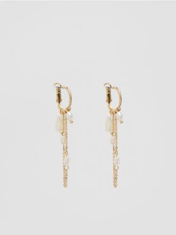 Reserved - Висячі сережки з намистинами - білий - 396FD-00X