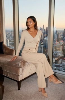 Штани wide leg - нюдовий