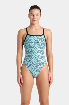 Женский голубой купальник с узором ESCAPE SWIMSUIT CHALLENGE BACK Голубой 44 Arena 007739-580