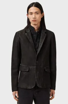 Мужской темно-серый кожаный вощеный пиджак SURVEY Серый M AllSaints M061LB
