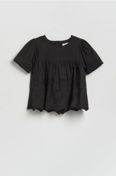Reserved - Блузка з ажурним подолом - чорний - 610IB-99X
