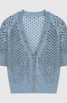 Голубой кардиган с кристаллами