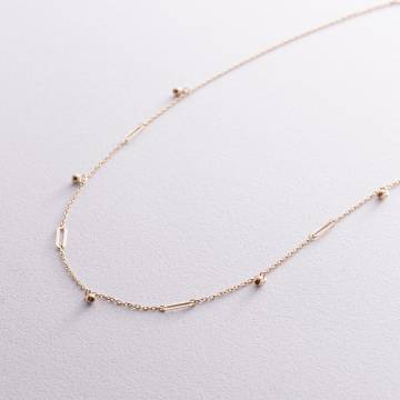 Колье с шариками в желтом золоте кол02384 Колье с шариками в желтом золоте кол02384
