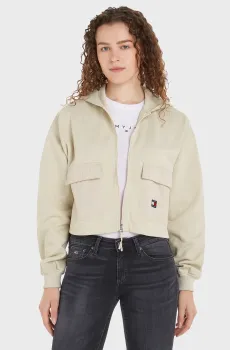 Женское бежевое худи TJW RLX CRP FABRIC MIX HOODIE Бежевый S Tommy Jeans DW0DW18381