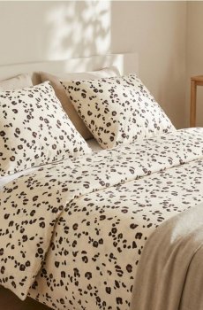 Комплект бавовняної постільної білизни в горошок - білий