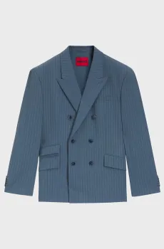 Мужской голубой пиджак в полоску Голубой 54 HUGO 50554672;496