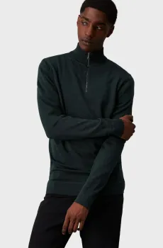 Мужская темно-зеленая шерстяная кофта SUPERIOR WOOL QUARTER ZIP Зеленый S Calvin Klein K10K110421