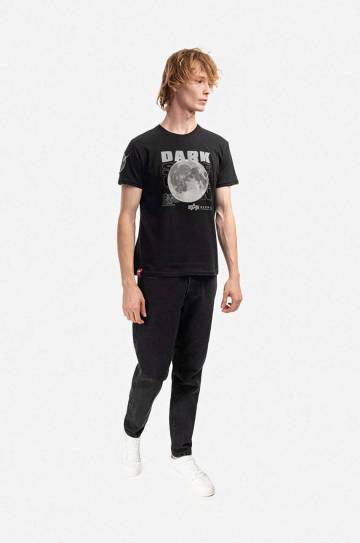 Хлопковая футболка Alpha Industries цвет чёрный с принтом 108510.285-black Хлопковая футболка Alpha Industries цвет чёрный с принтом 108510.285-black