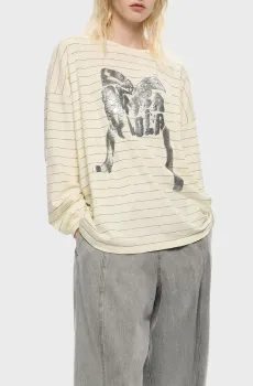 Женский белый лонгслив в полоску Белый M-L Bimba Y Lola 252BR7415.10112