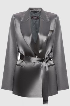 Зеленый двубортный жакет с поясом