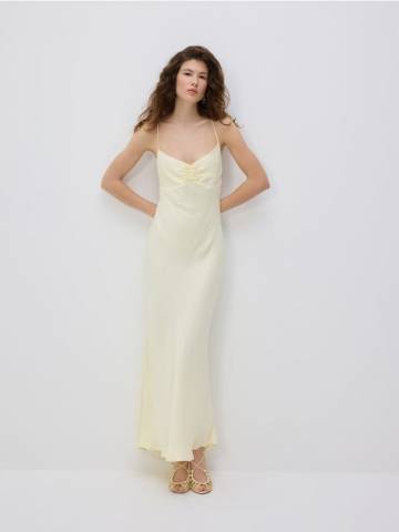 Reserved - Атласна максісукня - світло-жовтий - 516FB-10X Reserved - Атласна максісукня - світло-жовтий - 516FB-10X