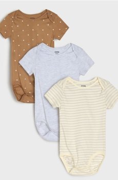 Бавовняне боді 3 pack - кремовий