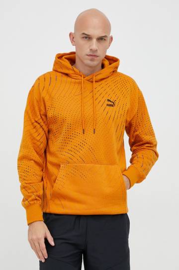 Кофта Puma мужская цвет оранжевый с капюшоном узор Кофта Puma мужская цвет оранжевый с капюшоном узор