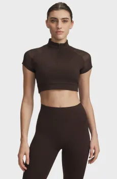 Женский коричневый топ Luna Sport Crop SS Коричневый S Under Armour 6011349-246