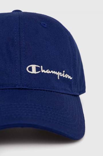 Хлопковая кепка Champion цвет синий с аппликацией Хлопковая кепка Champion цвет синий с аппликацией