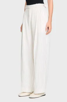 Женские белые брюки в полоску Белый 36 Sandro SFPPA01904_Ecru - Black