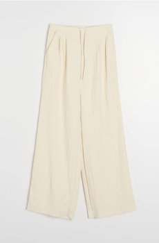 Штани wide leg з добавкою віскози - нюдовий