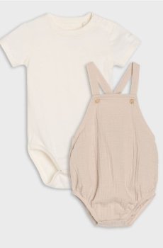 Бавовняний комплект: боді та комбінезон із лямками - різнобарвний
