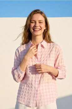 Сорочка у смужку - пастельний рожевий