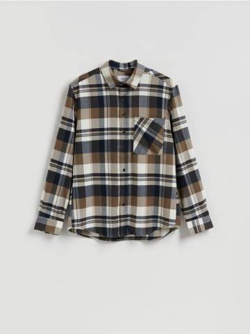 Reserved - Картата сорочка regular fit - бежевий - 056DO-80P