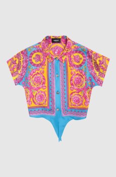 Детская блуза из шелка в принт Electric Barocco