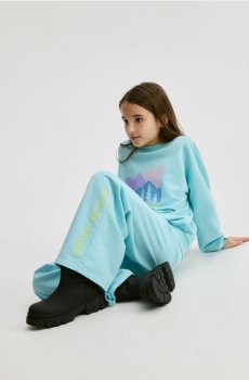 Reserved - Спортивні штани з принтом - світло-бірюзовий - 102FG-60X