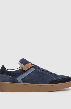 Синие замшевые кроссовки с логотипом