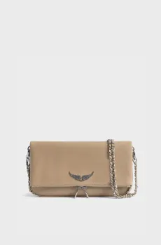 Женский бежевый кожаный клатч Rock Бежевый ONESIZE ZADIG&VOLTAIRE LWBA00001_CLAY