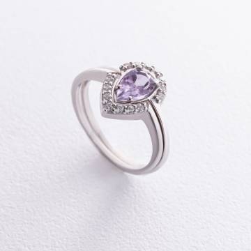 Двойное серебряное кольцо с аметистом и фианитами GS-01-004-6310 Двойное серебряное кольцо с аметистом и фианитами GS-01-004-6310