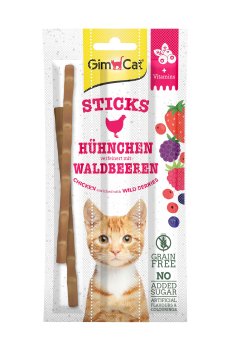 Лакомство для котят GimCat Sticks Палочки с курицей и лесными ягодами, 3 шт