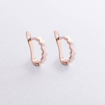 Серьги из красного золота на английской застежке с06385 Серьги из красного золота на английской застежке с06385