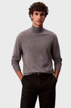Мужской серый шерстяной гольф MERINO MOCK Серый M Calvin Klein LV04LE309G