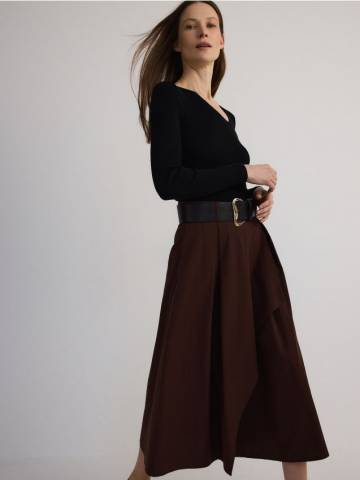 Reserved - LADIES` SKIRT & BELT - темно коричневий - 336FX-89X Reserved - LADIES` SKIRT & BELT - темно коричневий - 336FX-89X