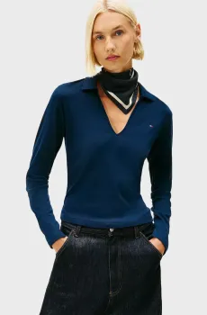 Женское темно-синее поло MODERN CODY Синий S Tommy Hilfiger WW0WW47850