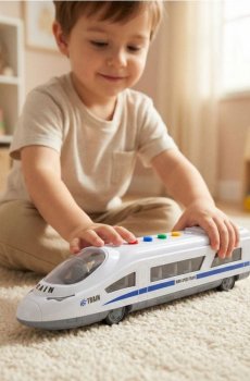 Іграшковий поїзд на батарейках з звуками та світлом - білий