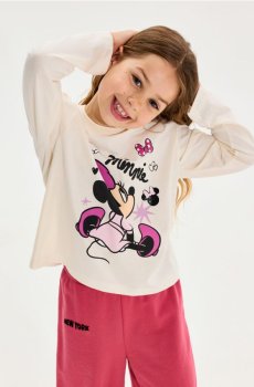 Бавовняна футболка з принтом Minnie Mouse - кремовий