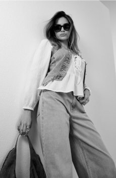 Джинси baggy з ефектом прання - синій