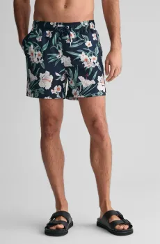 Мужские темно-синие плавательные шорты с узором OLEANDER PRINT SWIM SHORTS Синий XL Gant 922416006