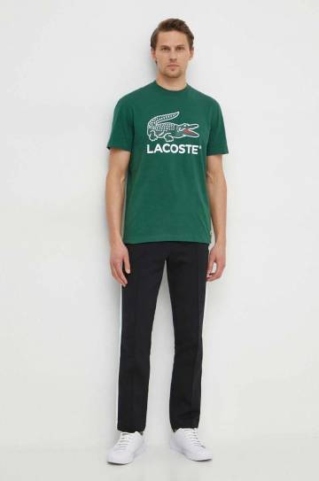 Спортивные штаны Lacoste цвет чёрный с аппликацией Спортивные штаны Lacoste цвет чёрный с аппликацией