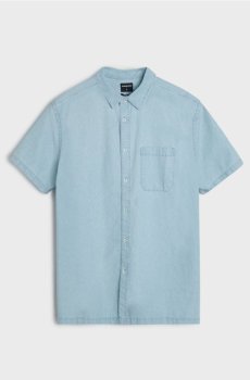 Бавовняна сорочка з коротким рукавом - синій