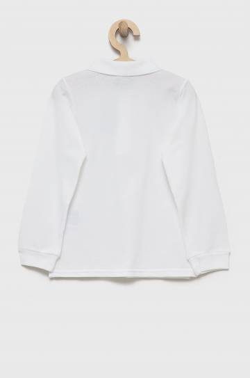 Хлопковый детский лонгслив United Colors of Benetton цвет белый однотонный Хлопковый детский лонгслив United Colors of Benetton цвет белый однотонный