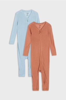 Набір дитячих піжам-комбінезонів на блискавці 2 pack - кавовий